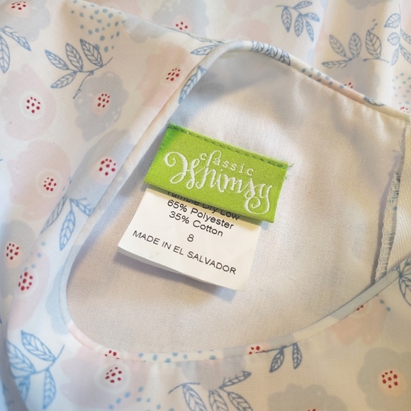 Classic Whimsy Pink White Gingham Floral Dress Size 8 Preppy Pastel Tie Back - Picture 5 of 7